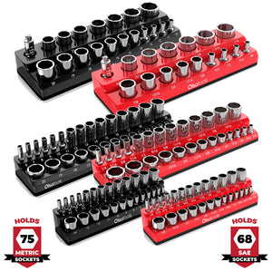 Metric + SAE / 6 pc - 1/2" + 3/8" + 1/4" / Black / Red