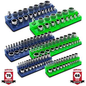 Metric + SAE / 6 pc - 1/2" + 3/8" + 1/4" / Blue / Green