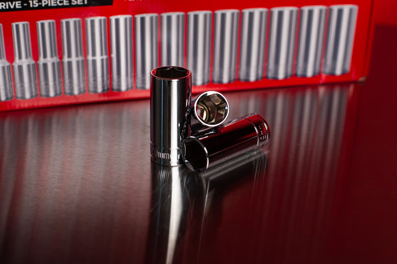 Closeup of three sockets and the 6-point design