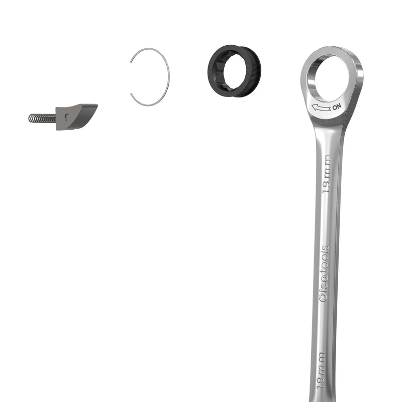 Exploded diagram view of an Olsa Tools ratcheting wrench
