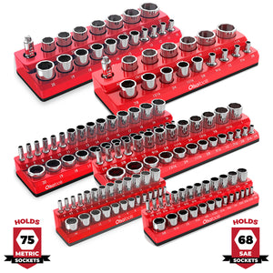 Metric + SAE / 6 pc - 1/2" + 3/8" + 1/4" / Red / Red