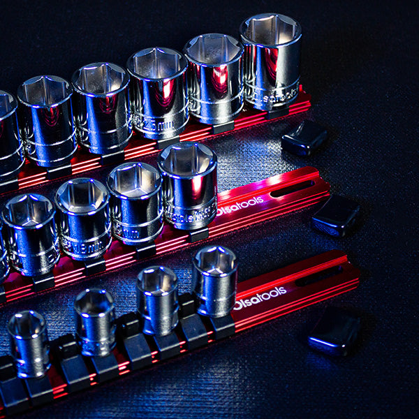 Aluminum Socket Organizer Rails With Rubber End Caps
