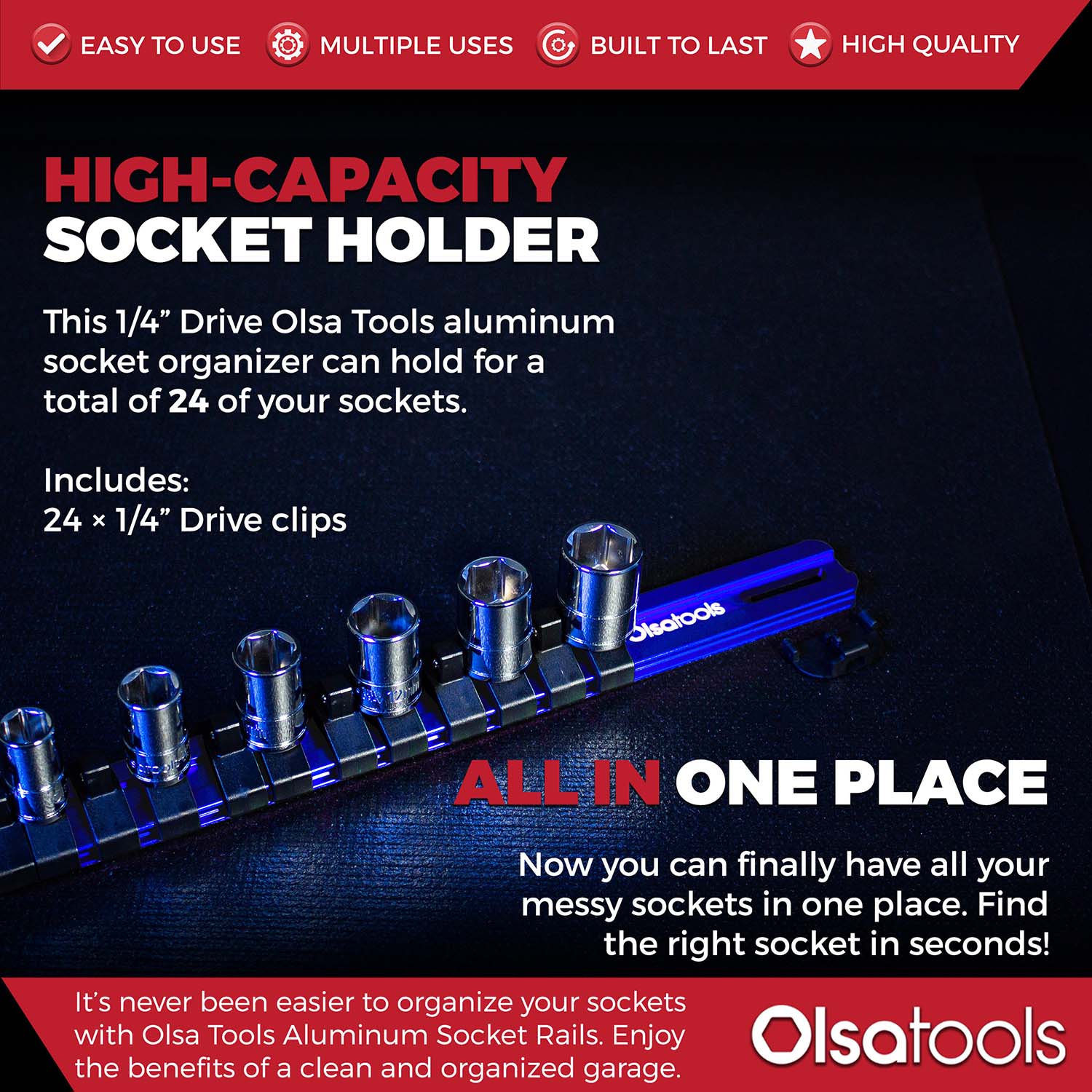 Aluminum Socket Organizer Rails with Locking End Caps – Olsa Tools