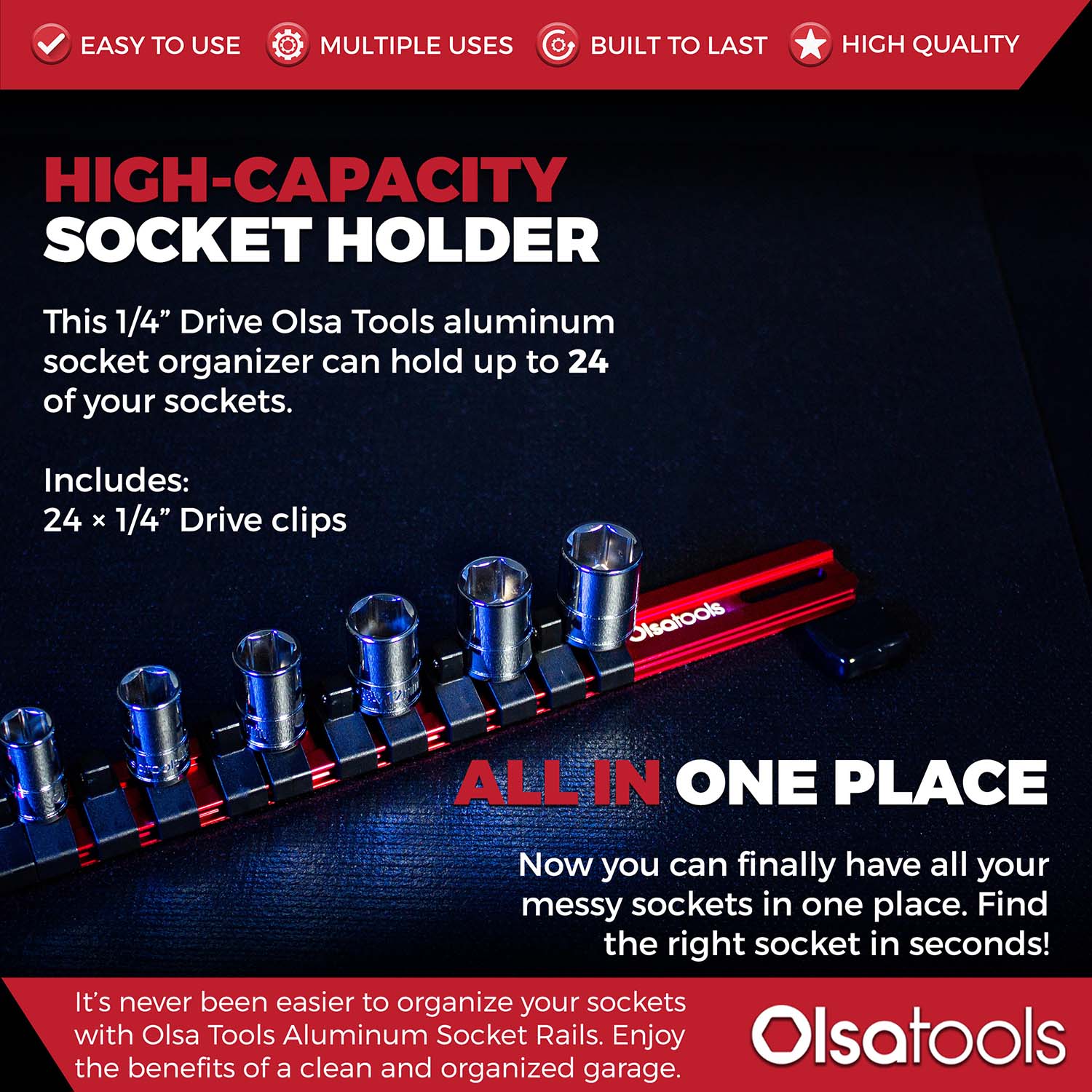 Aluminum Socket Rails | Best Socket Organizer | Olsa Tools