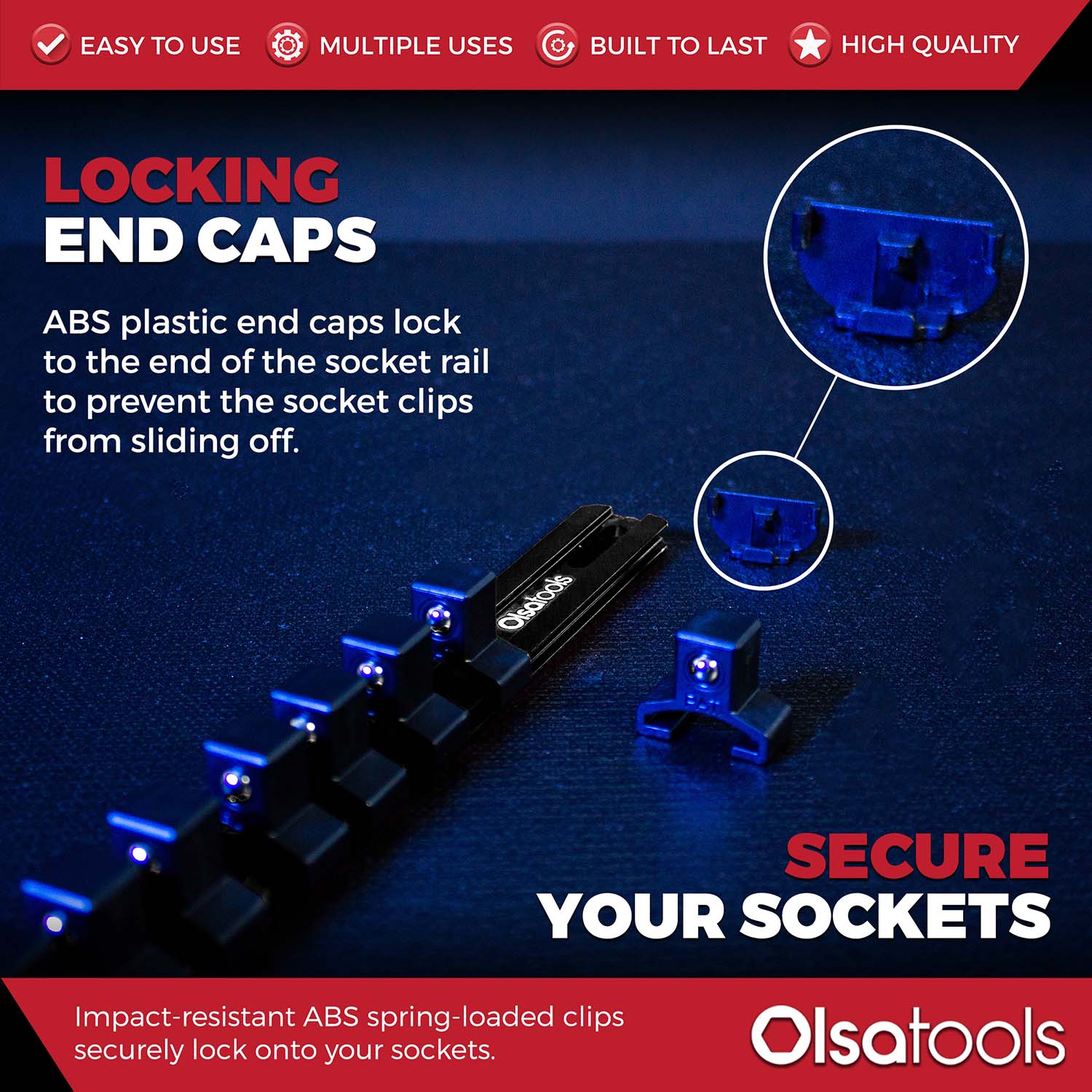 Aluminum Socket Organizer Rails with Locking End Caps | Olsa Tools