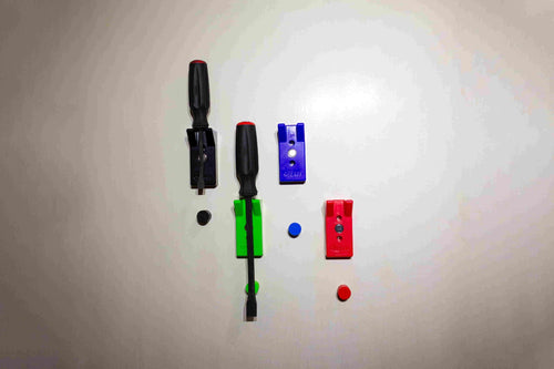 Rare-earth magnets lock pry bars in place