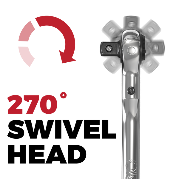Olsa Tools Swivel Head Ratchet 90 Tooth Round Head