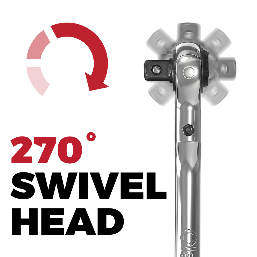 Olsa Tools Swivel Head Ratchet 90 Tooth Round Head