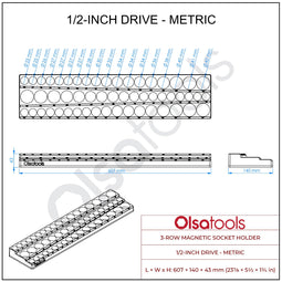 3-Row Magnetic Socket Holder