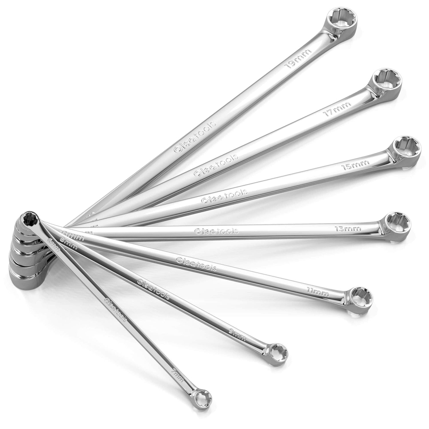 Extra Long Professional Double Box Flex Ratcheting Wrench Set, 5-Piece