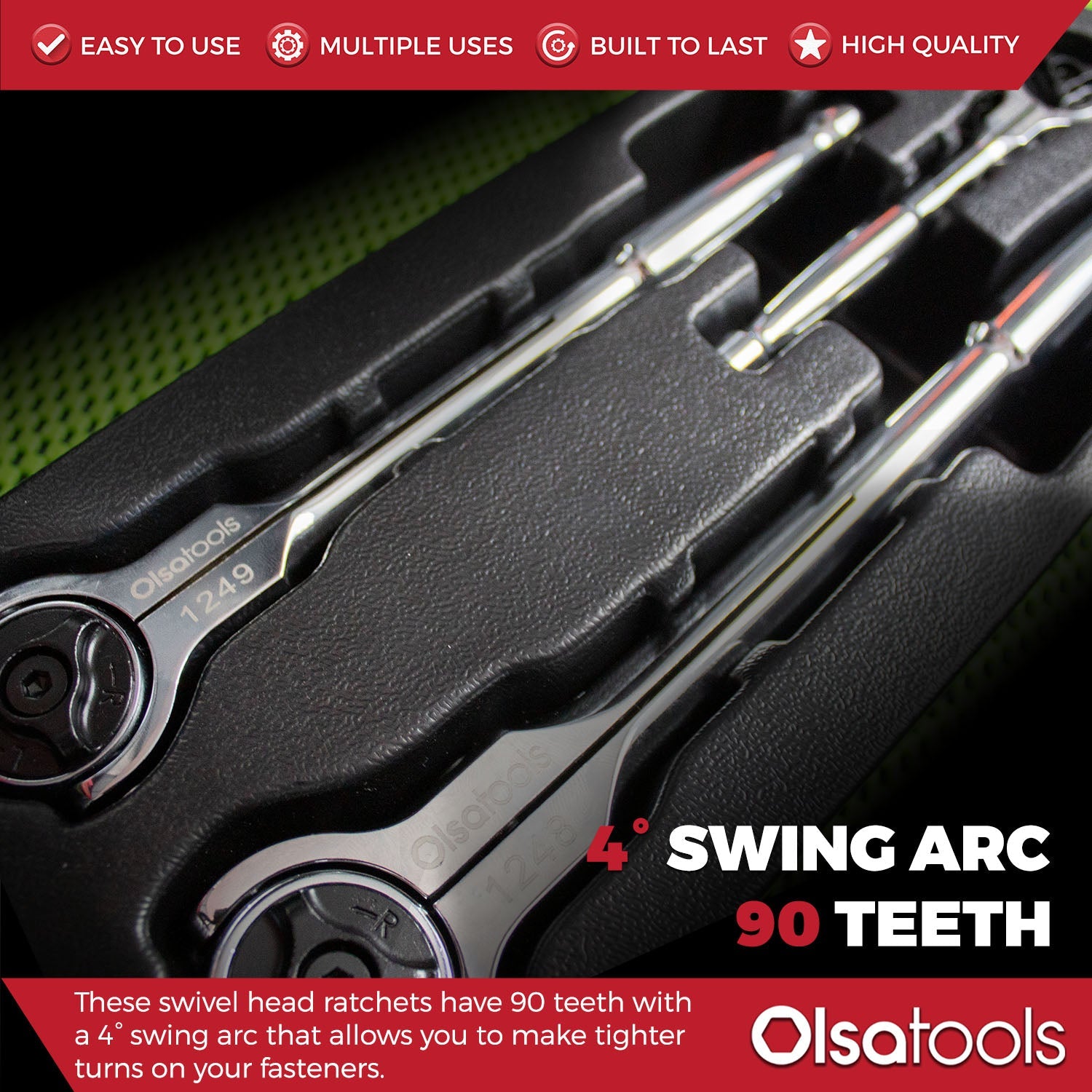 Olsa Tools Swivel Head Ratchet 90 Tooth Round Head Olsa Tools