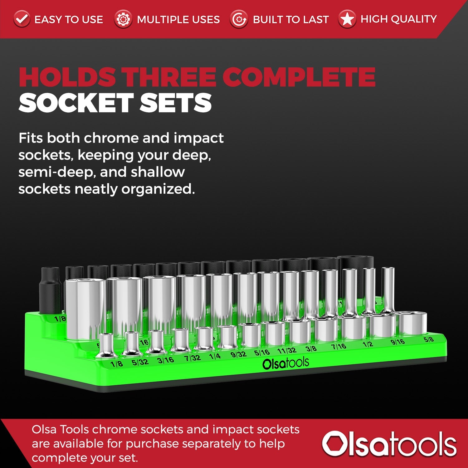 3-Row Magnetic Socket Holder | Designed in Canada | Olsa Tools | Olsa Tools