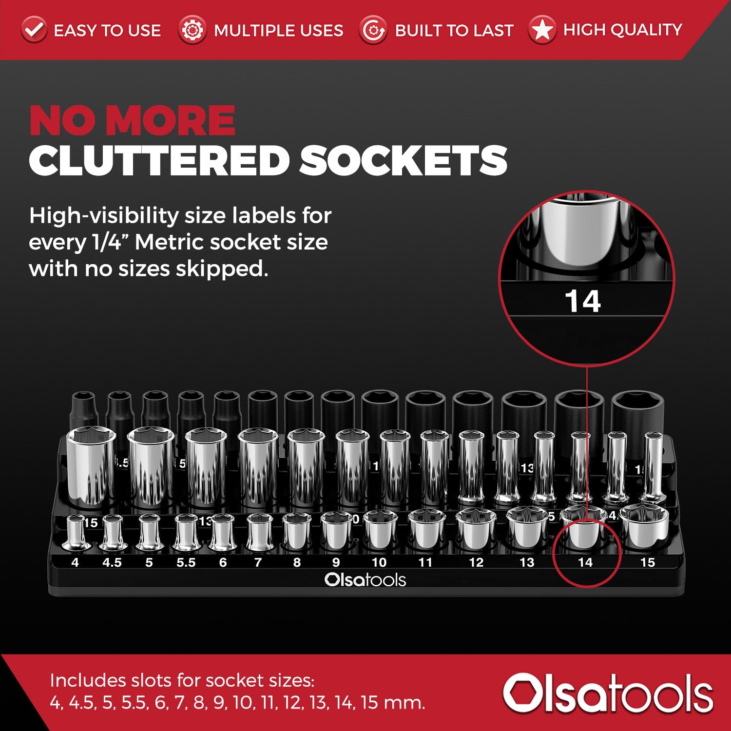 3-Row Magnetic Socket Holder | Designed in Canada | Olsa Tools