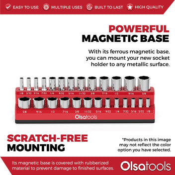 Magnetic socket holder marked with socket sizes Clearance